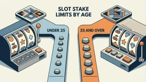 Online slot reels, provider tiles and UK stake-limit markers